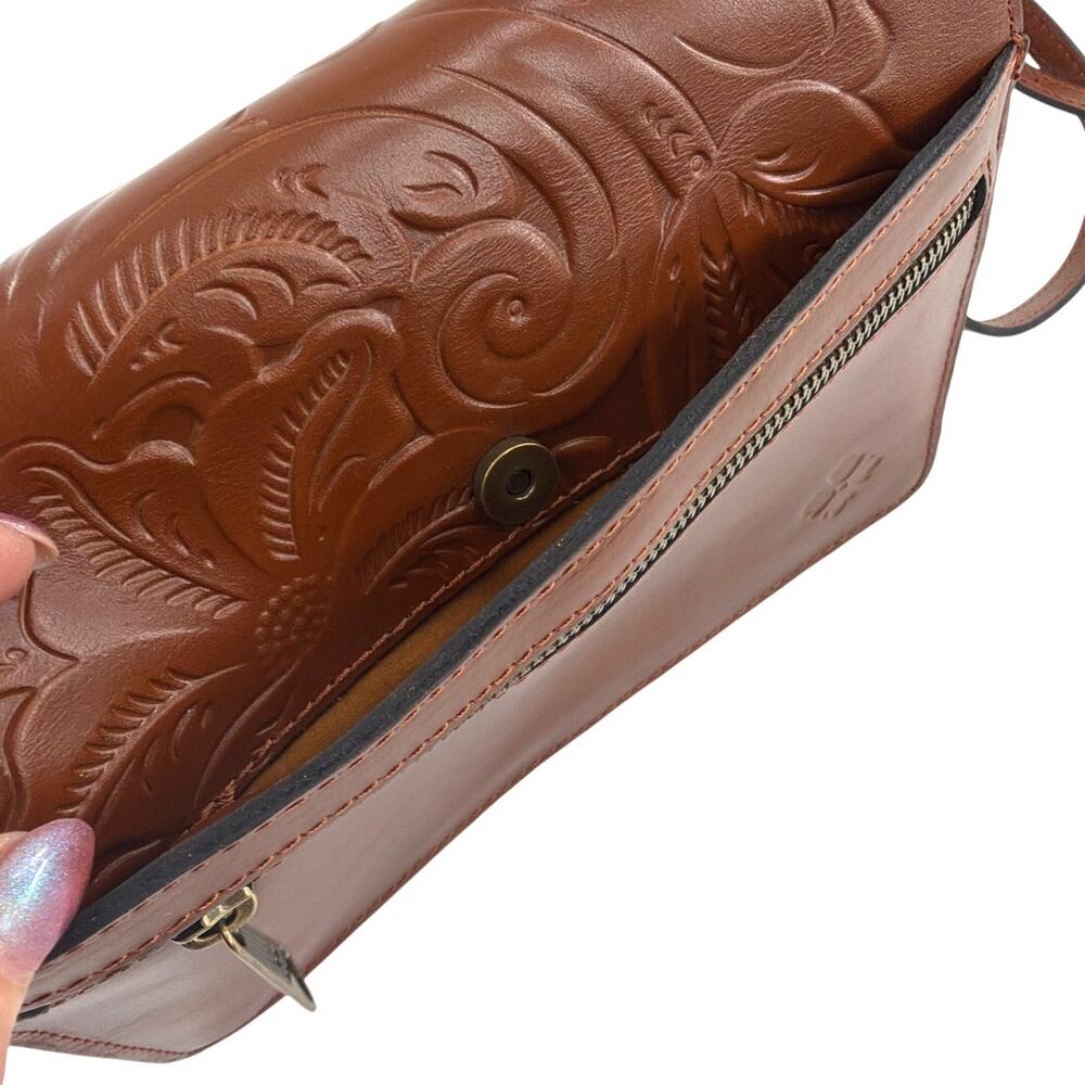 Patricia Nash Florence Brown Tooled Locri Crossbody Handbag One Size - Picture 7 of 11